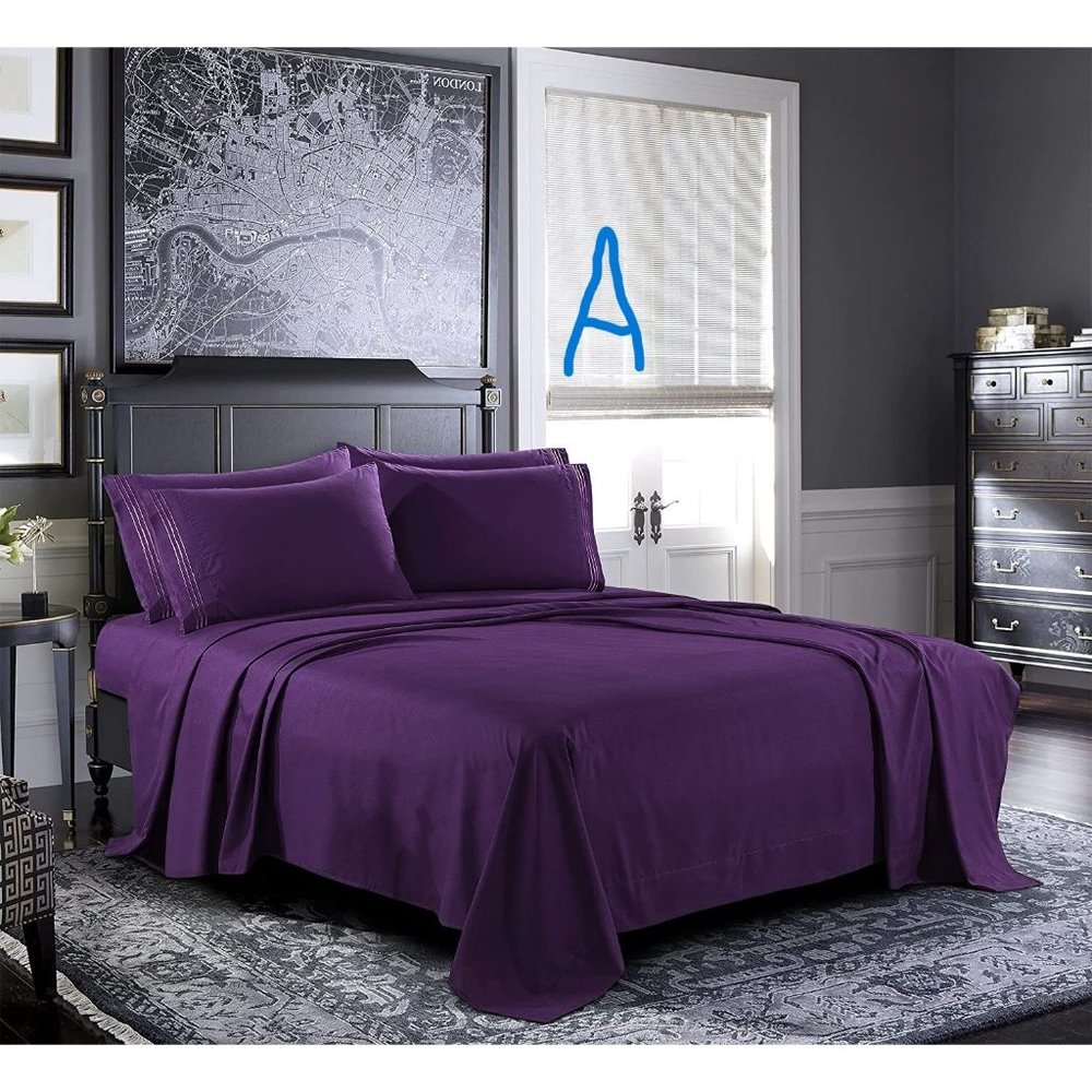 6 Piece Bed Sheets - Cal King, King, Queen , Full  Sheet Set [6-Piece,] … - Picture 3 of 11